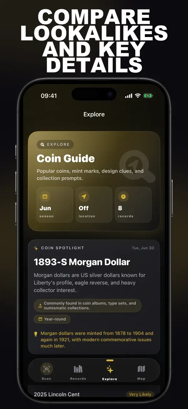 Coin comparison guide for dates, mint marks, and lookalikes