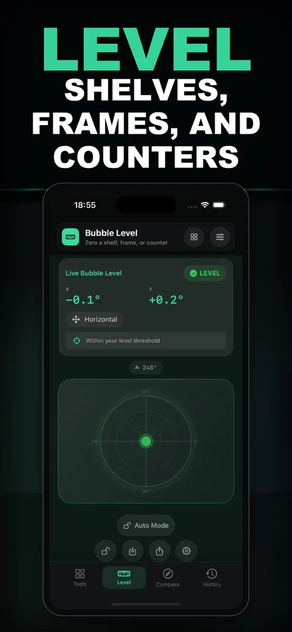 Live bubble level reading