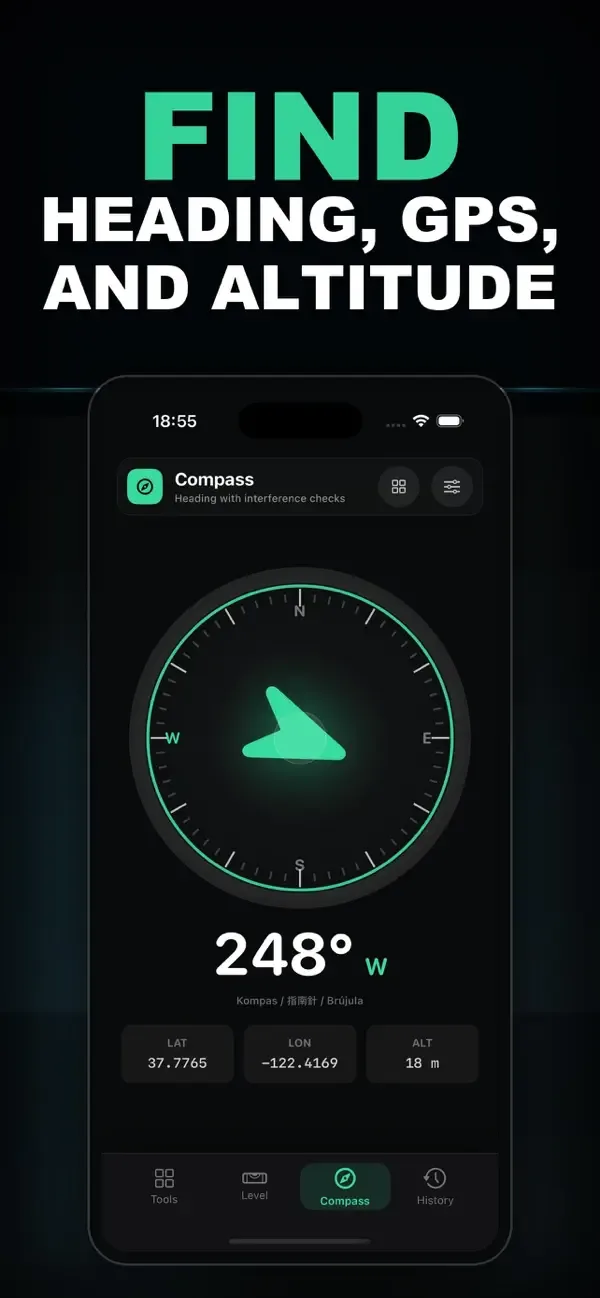 Compass heading screen