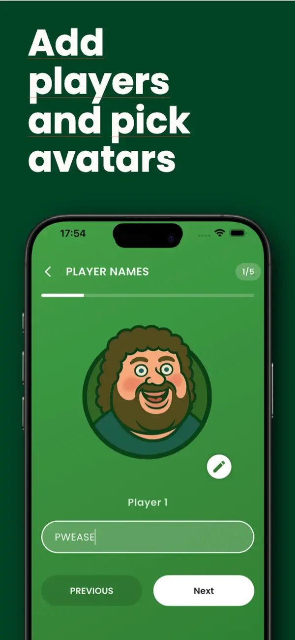 Player setup with names and avatars