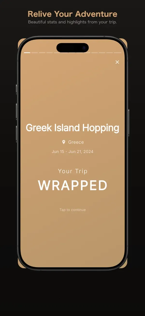 Completed trip recap with shared activity and spending highlights